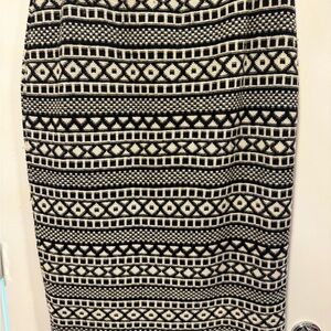 Marina Rinaldi Black and Cream Patterned knit Pencil Skirt